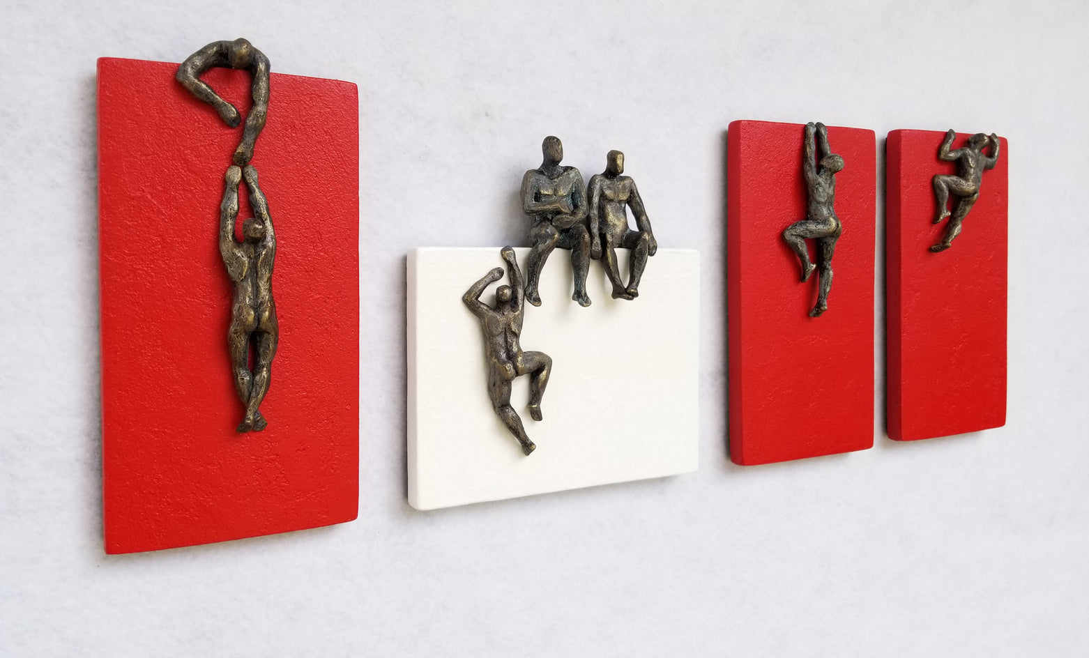 Red & White Climbers by Yelitza Diaz |  Side View of Artwork 