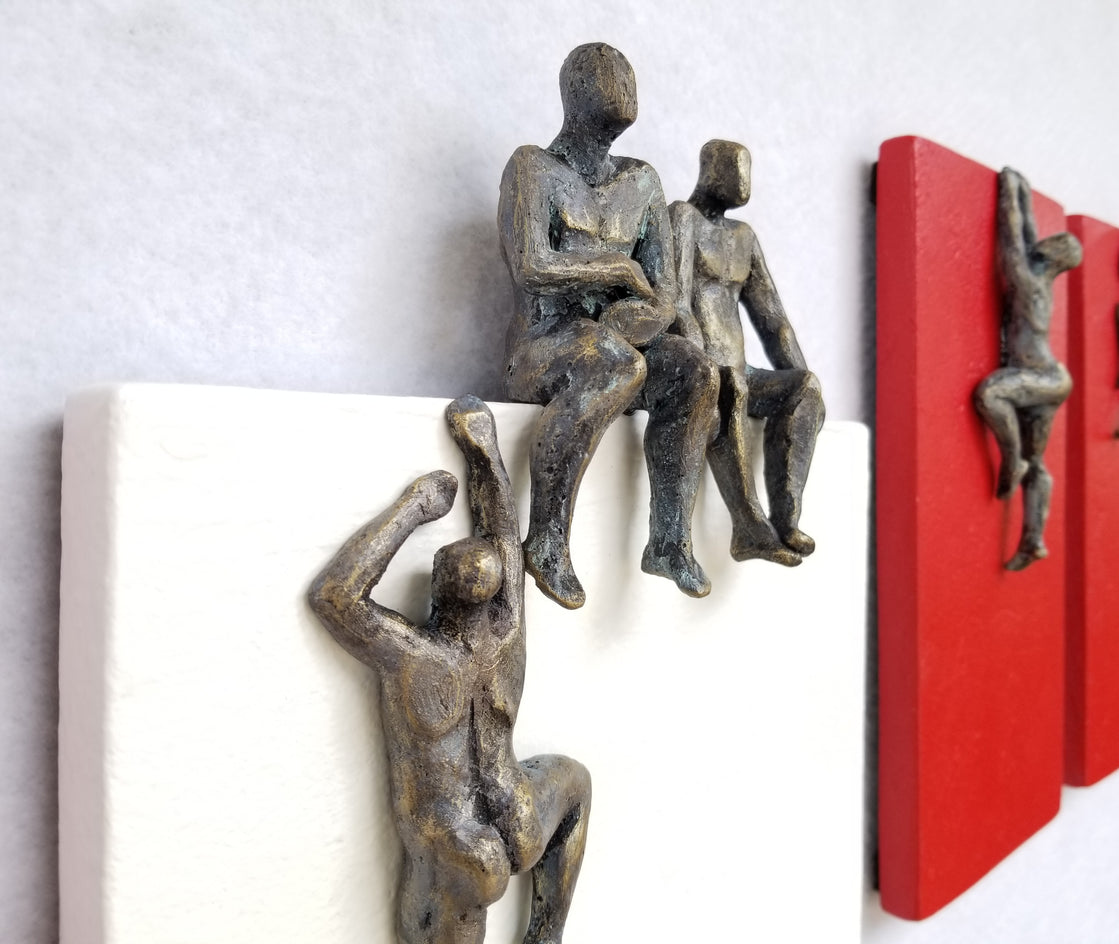 Red & White Climbers by Yelitza Diaz |  Closeup View of Artwork 