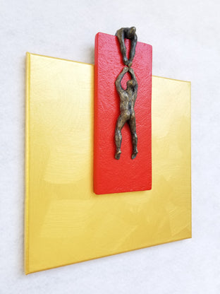 Original art for sale at UGallery.com | Red Climber on Gold by Yelitza Diaz | $450 | mixed media artwork | 15' h x 12' w | photo 2
