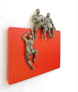 Original art for sale at UGallery.com | Sitting on Red by Yelitza Diaz | $475 | mixed media artwork | 11' h x 10' w | photo 2