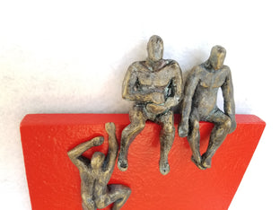 Original art for sale at UGallery.com | Sitting on Red by Yelitza Diaz | $475 | mixed media artwork | 11' h x 10' w | photo 4