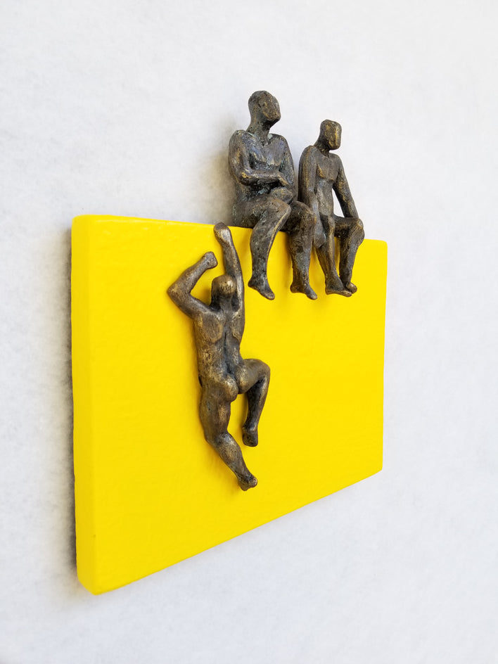 Sitting on Yellow by Yelitza Diaz |  Side View of Artwork 