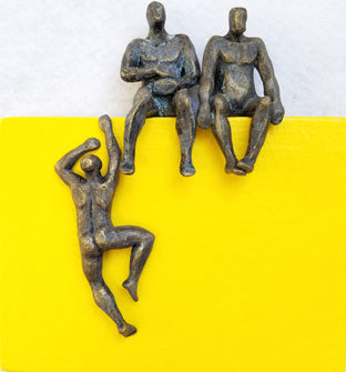 Original art for sale at UGallery.com | Sitting on Yellow by Yelitza Diaz | $475 | mixed media artwork | 11' h x 10' w | photo 1