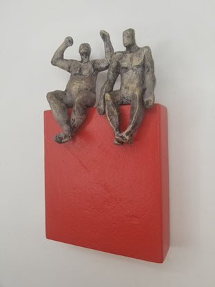 Successful Couple on Red by Yelitza Diaz |  Side View of Artwork 