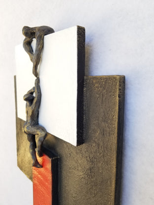 White, Black, and Red with Climbers by Yelitza Diaz |   Closeup View of Artwork 