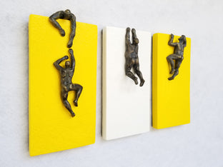 Original art for sale at UGallery.com | Yellow & White Climbers by Yelitza Diaz | $700 | mixed media artwork | 12' h x 21' w | photo 2