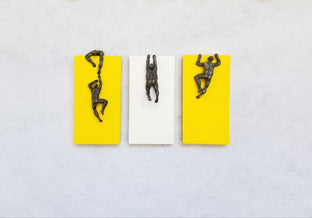 Original art for sale at UGallery.com | Yellow & White Climbers by Yelitza Diaz | $700 | mixed media artwork | 12' h x 21' w | photo 3