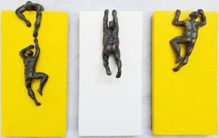 Original art for sale at UGallery.com | Yellow & White Climbers by Yelitza Diaz | $700 | mixed media artwork | 12' h x 21' w | photo 1