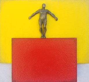 mixed media artwork by Yelitza Diaz titled Yellow and Red Square