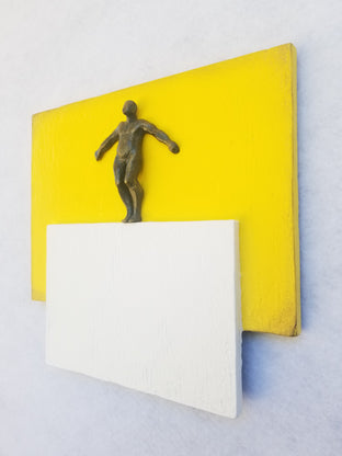 Yellow and White Square by Yelitza Diaz |  Side View of Artwork 
