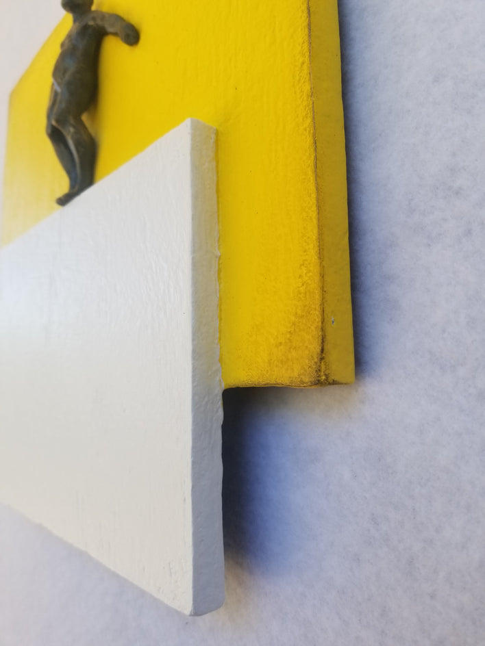 Yellow and White Square by Yelitza Diaz |  Closeup View of Artwork 