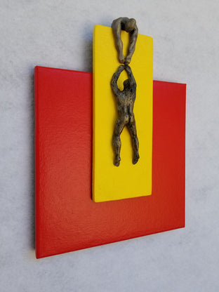 Original art for sale at UGallery.com | Yellow on Red I by Yelitza Diaz | $450 | mixed media artwork | 13.5' h x 10' w | photo 4