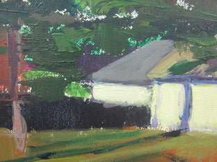 Yellow House with Yard by Janet Dyer |   Closeup View of Artwork 