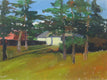 Original art for sale at UGallery.com | Yellow House with Yard by Janet Dyer | $975 | acrylic painting | 18' h x 24' w | thumbnail 1