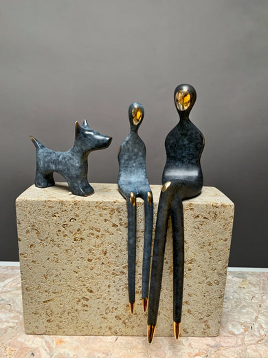 Mother and Child with Dog by Yenny Cocq |  Side View of Artwork 