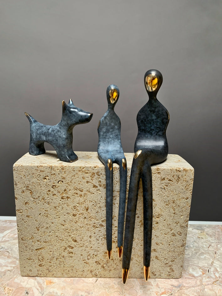 Mother and Child with Dog by Yenny Cocq |  Side View of Artwork 