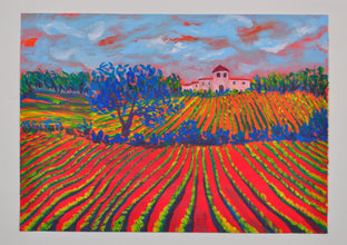 Original art for sale at UGallery.com | A Walk Through Wineyerd by Zelie Alice | $350 | acrylic painting | 11.5' h x 16.5' w | photo 2