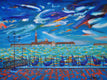 Original art for sale at UGallery.com | Autumn In Venice by Zelie Alice | $2,100 | acrylic painting | 24' h x 31.5' w | thumbnail 1