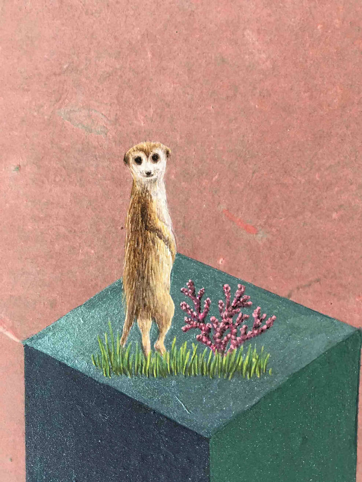 Meerkat & Coral Reef by Heejin Sutton |  Closeup View of Artwork 