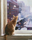 Original art for sale at UGallery.com | Cat Sitting by Keith Thomson | $825 | mixed media artwork | 20' h x 16' w | thumbnail 1