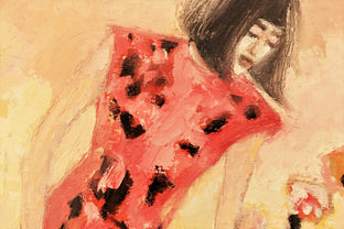 Original art for sale at UGallery.com | Red Dress by Mary Pratt | $350 | oil painting | 14' h x 11' w | photo 4