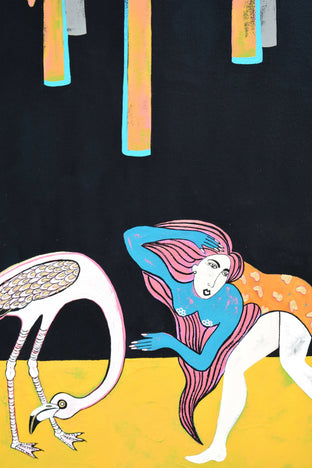 Flamingo Dance by Diana Rosa |   Closeup View of Artwork 