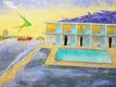 Original art for sale at UGallery.com | Passing Afternoon Storm at the El Ray Motel 2 by Mitchell Freifeld | $1,275 | oil painting | 30' h x 40' w | thumbnail 1