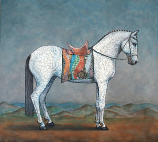 Original art for sale at UGallery.com | When a White Horse Is Not a Horse by Jennifer Ross | $2,575 | mixed media artwork | 36' h x 40' w | photo 1