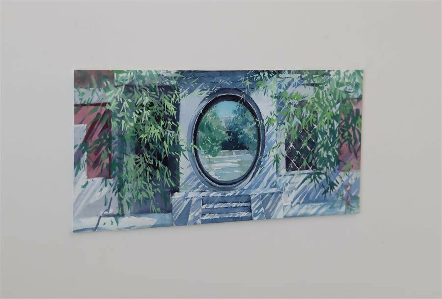 Watercolor Impressions of Chinese Architecture 12 by Siyuan Ma |  Side View of Artwork 